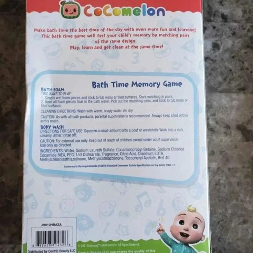 Cocomelon Memory Game, Crayola Bath Pens Set, and Purple Bath Paint
